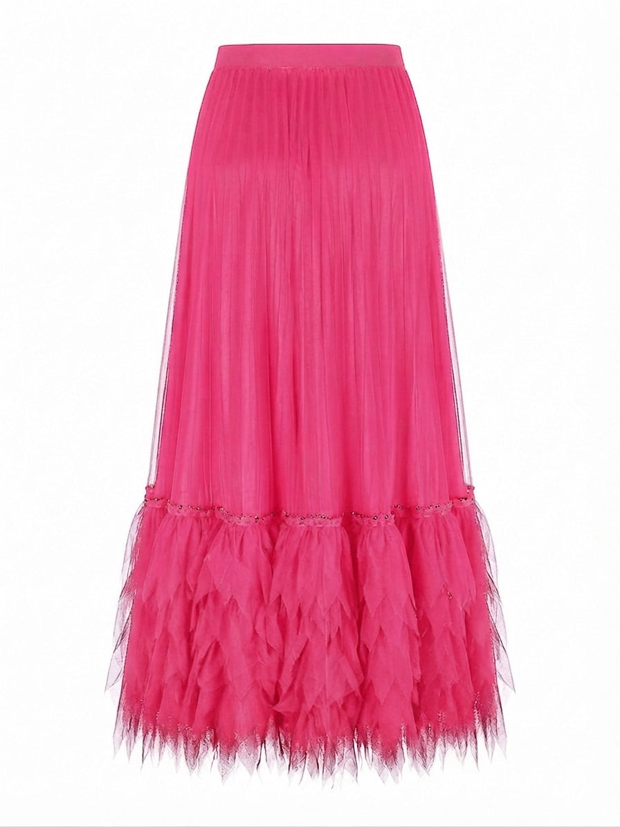 Unstoppable Pleated Mesh Maxi Skirt