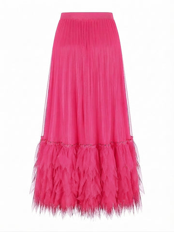 Unstoppable Pleated Mesh Maxi Skirt