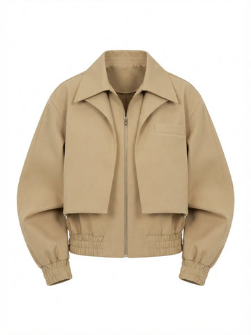 Confident Khaki Cropped Bomber Jacket