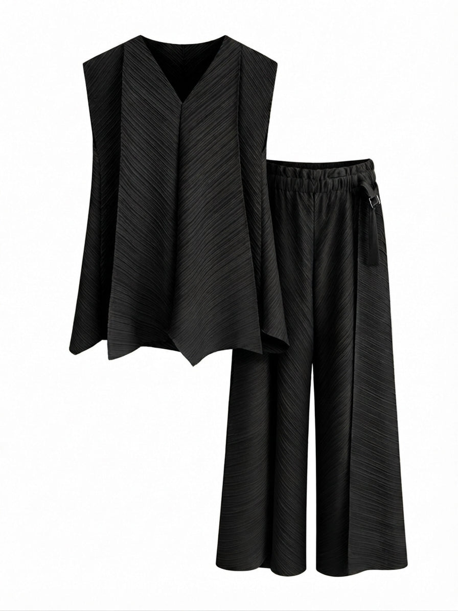 Elegant Pleated Loose Two-Piece Set