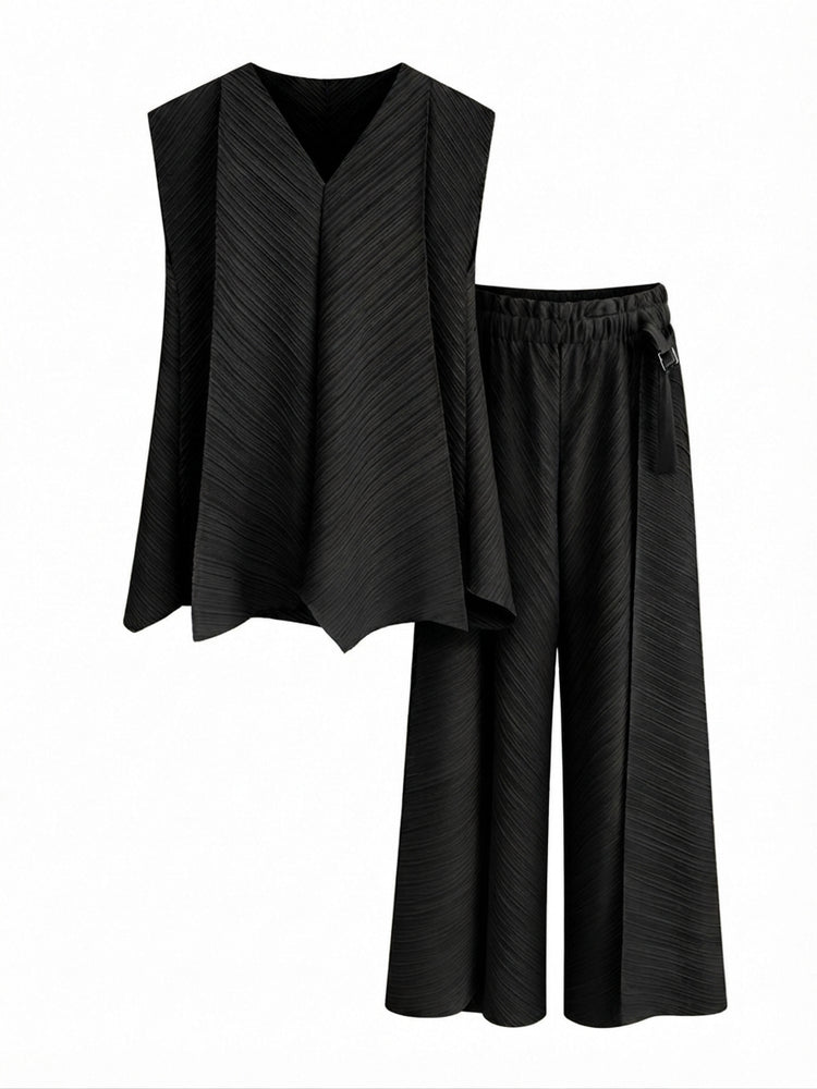 Elegant Pleated Loose Two-Piece Set