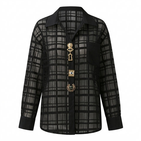 Audacious Mesh Patchwork Blouse