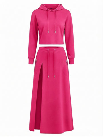 Confident Hooded Slit Maxi Set