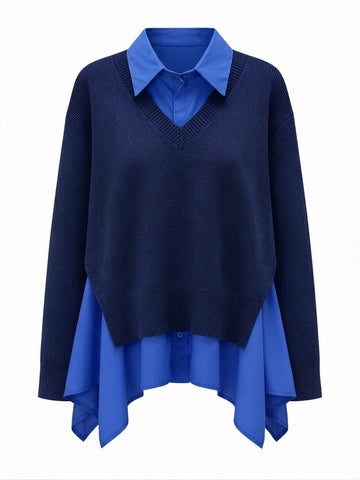 Elegant Knit Layered Blouse