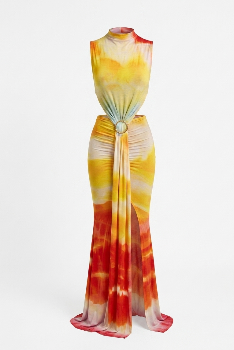 Radiant Printed Bodycon Maxi Dress