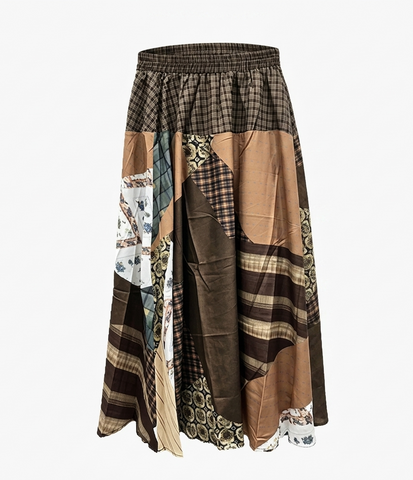 Unique Patchwork Plaid Maxi Skirt