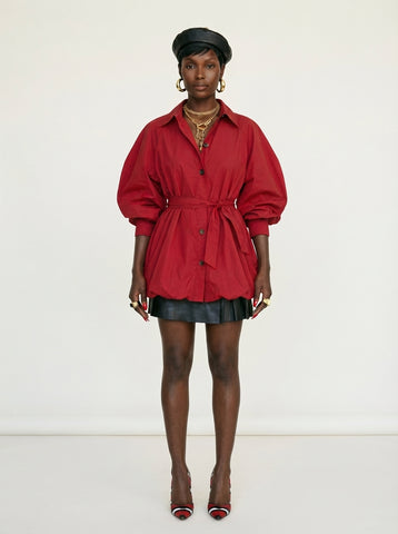 Audacious Cinched Red Trench Coat
