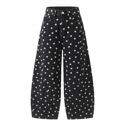 Unique Polka Dot Wide-Leg Jeans