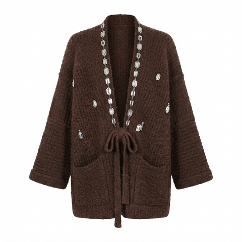 Confident Silver Chain Knitted Cardigan