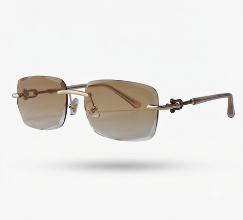 Radiant Gold Rimless Sunglasses