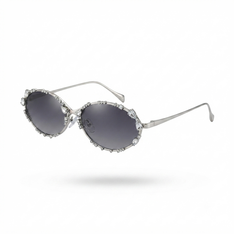 Radiant Rhinestone Oval Sunglasses