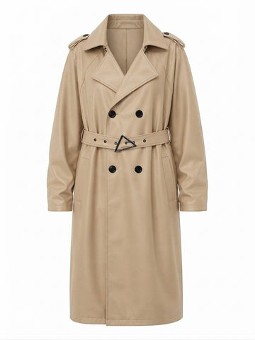 Elegant Faux Leather Trench Coat