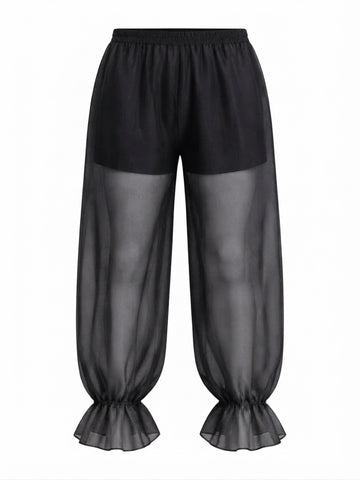 Ethereal Sheer Ruffle Harem Pants