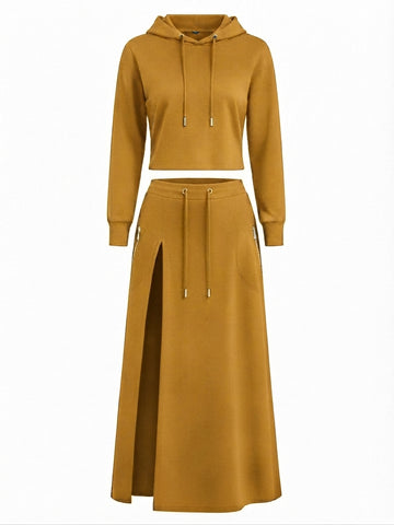 Confident Hooded Slit Maxi Set