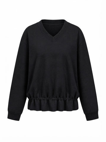 Grounded V-Neck Drawstring Sweatshirt