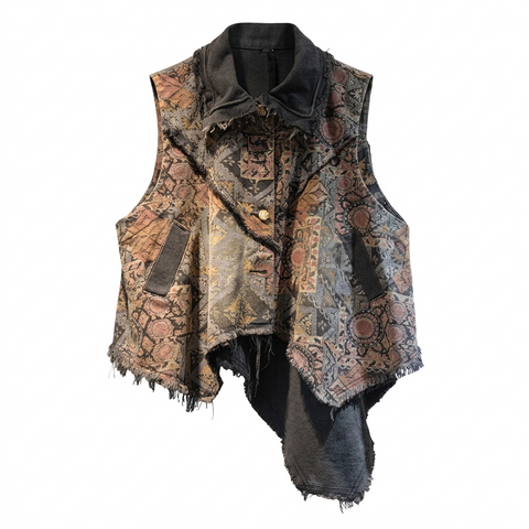 Daring Printed Denim Vest
