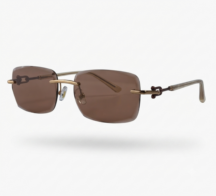 Radiant Gold Rimless Sunglasses