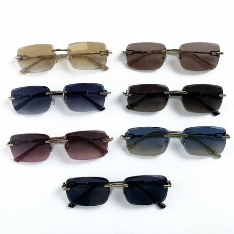 Radiant Gold Rimless Sunglasses