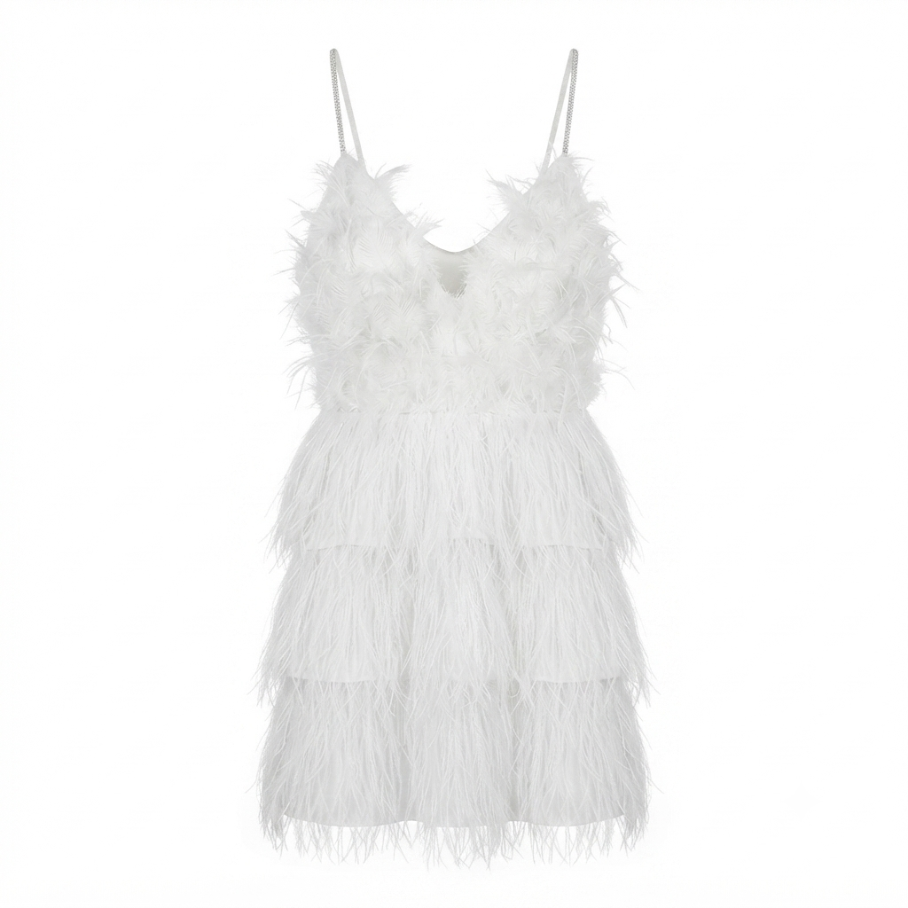 Ethereal Feather Patchwork Maxi Dress
