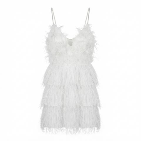 Ethereal Feather Patchwork Maxi Dress