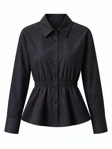 Elegant Ruched Peplum Blouse