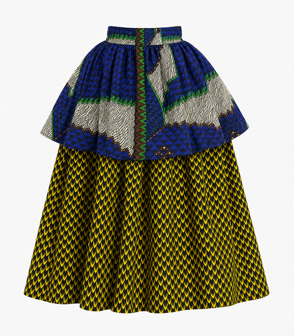 Mmimi Ankara Twi Tier Midi Skirt - Luxurious Flow & Grace