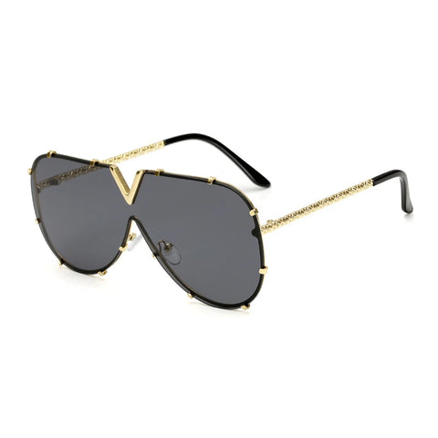 Confident Gold Oversized Sunglasses