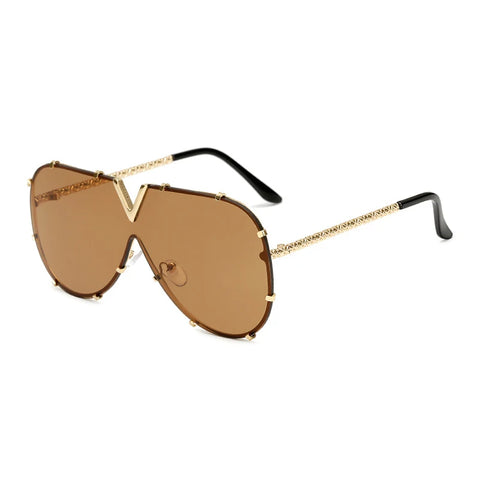 Confident Gold Oversized Sunglasses