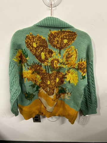 Impressionist Sunflower Knit Cardigan