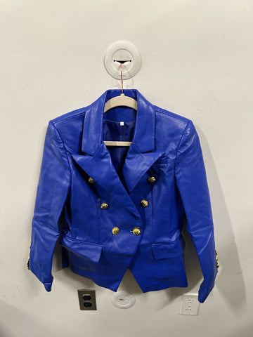 The Cobalt Leather Statement Blazer