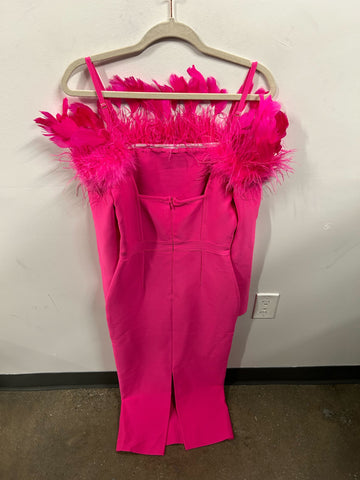 The Plume Fuchsia Column Gown