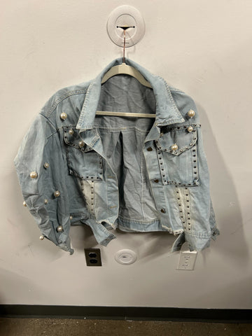 Pearl & Stud Embellished Denim Jacket