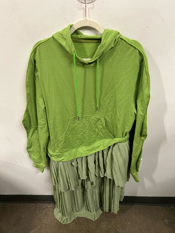 Chartreuse & Sage Pleated Set