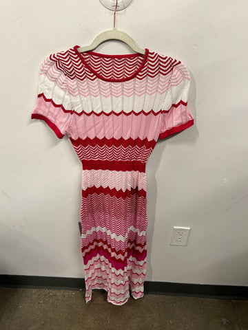 Rose Chevron Knit Midi Dress