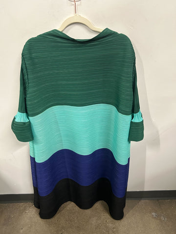 Issey Miyake-Inspired Pleated Color-Block Tunic