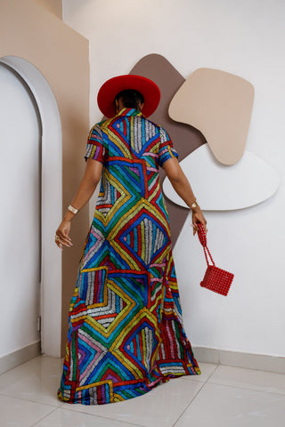 Ethereal Silk Ankara Kaftan Dress