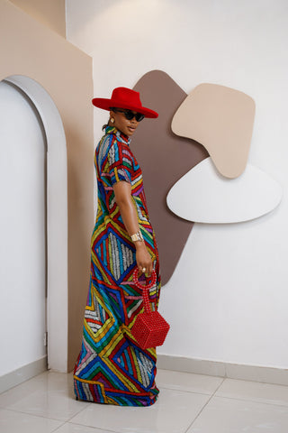 Ethereal Silk Ankara Kaftan Dress