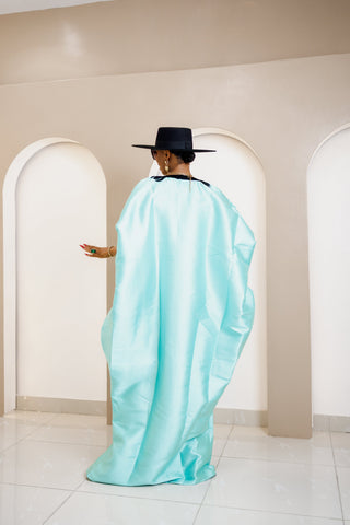 Divine Embroidered Satin Kaftan Maxi Dress