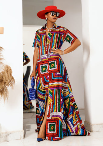 Vibrant African Print Maxi Kaftan