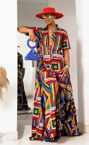 Vibrant African Print Maxi Kaftan