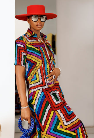 Vibrant African Print Maxi Kaftan