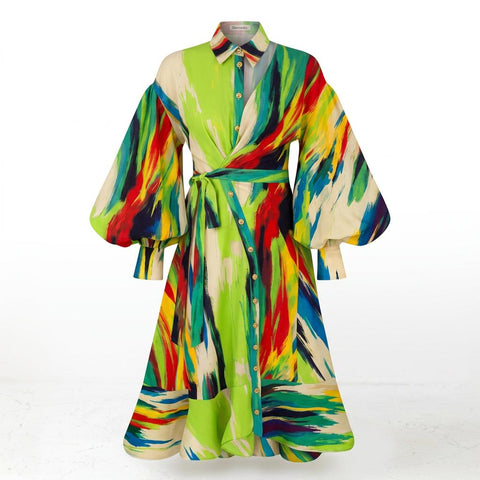 Spirited Adire Wrap Midi Dress
