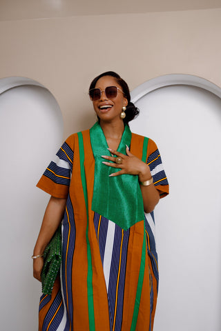Sovereign Striped Aso Oke Maxi Dress
