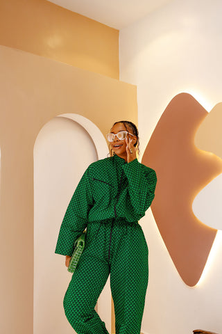 Bold Green Romper Set