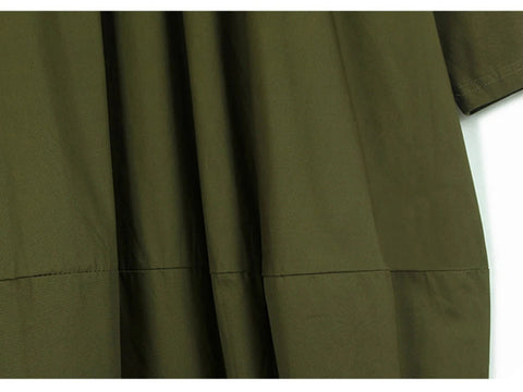 Grounded Green Loose Midi Dress