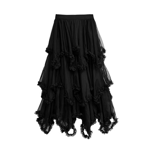 Audacious Asymmetrical Mesh Skirt