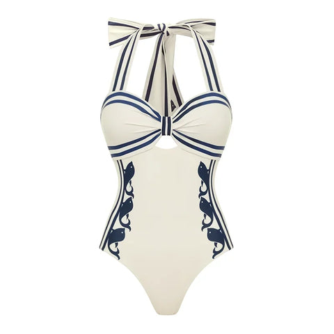 Confident Striped Ruffle Bikini Set