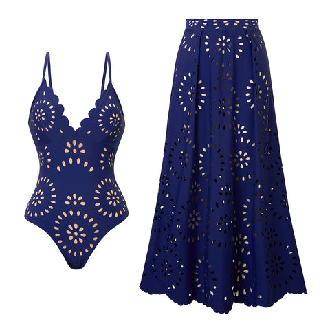 Vibrant Scalloped Floral Print Bikini Set
