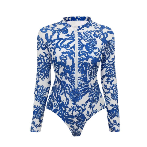Wild Heart Printed Long-Sleeve One-Piece