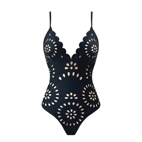 Vibrant Scalloped Floral Print Bikini Set